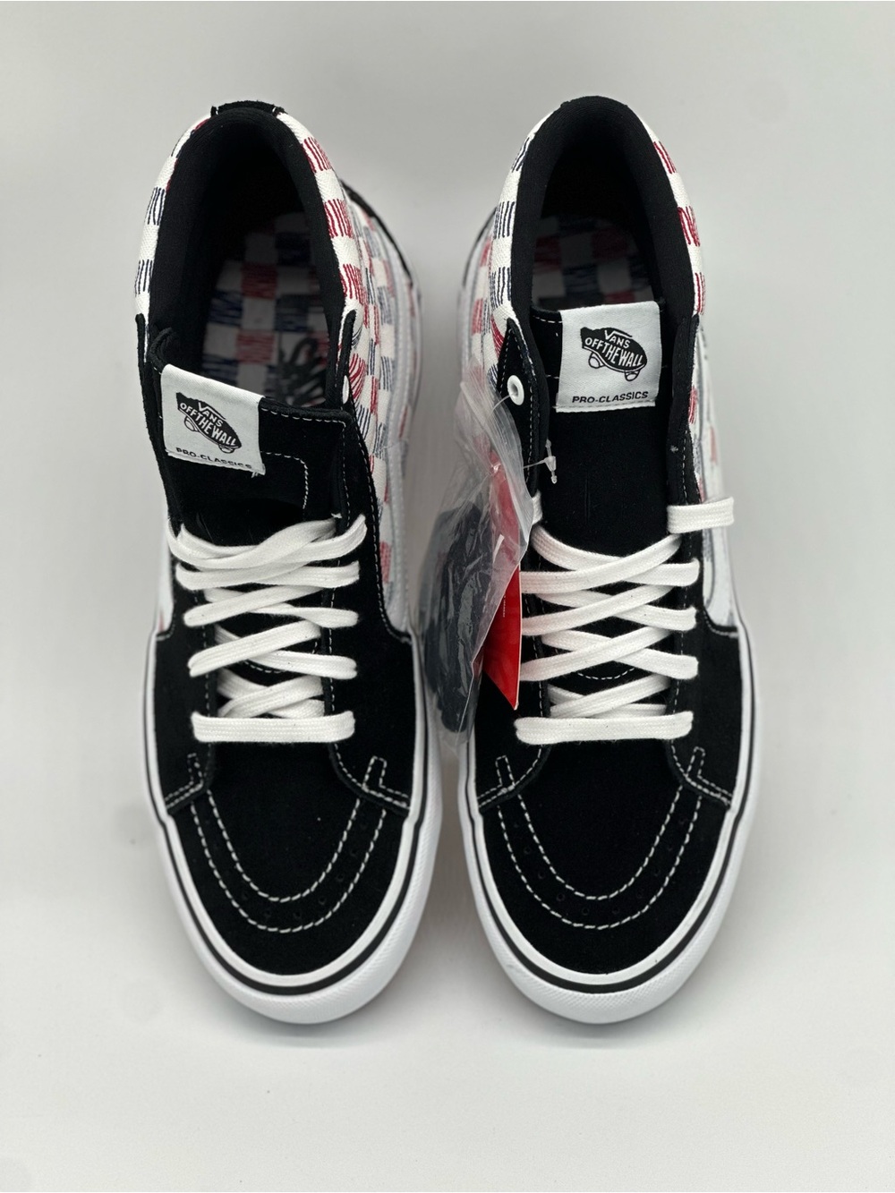 Vans Sk8-Hi Checkerboard High-Top Sneakers - Black/White/Red - Picture 3 of 10